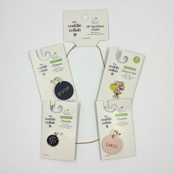 NWT Cuddle Collab Target Dog Collar Charms Matching Necklace Set Smol Boop Gold - Picture 1 of 10